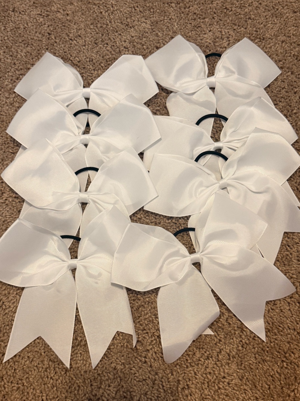 White Cheer Bows - Set of 8